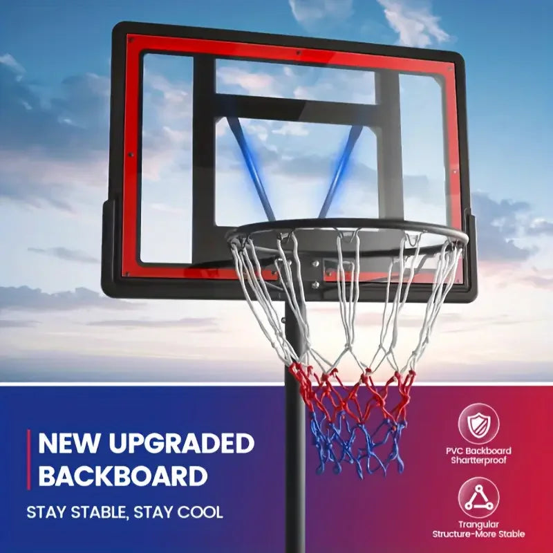 Adjustable Basketball Stand with 44" Shatterproof Backboard