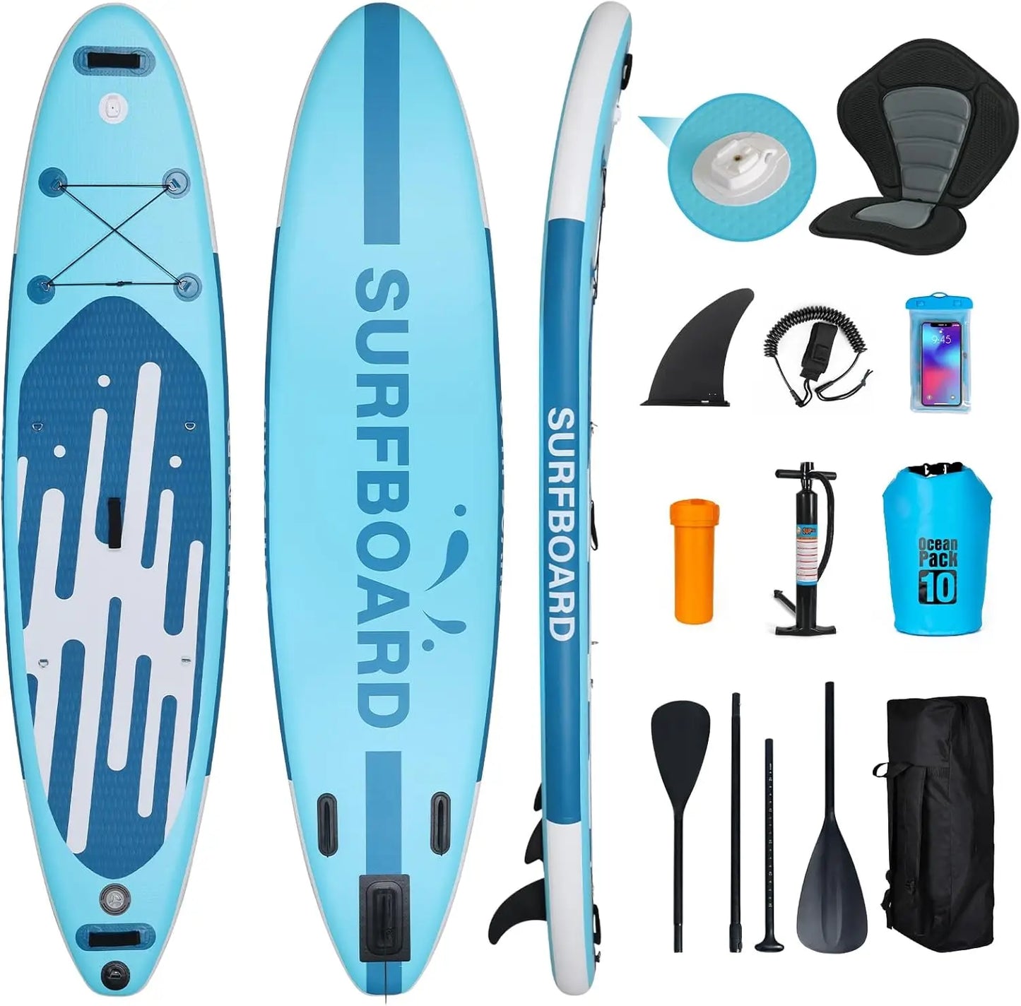 Inflatable Stand Up Paddle Board with Kayak Seat for Teens and Adults