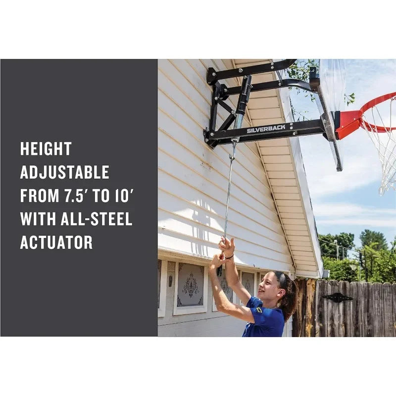54" Wall Mounted Adjustable-Height and Fixed Basketball Hoop