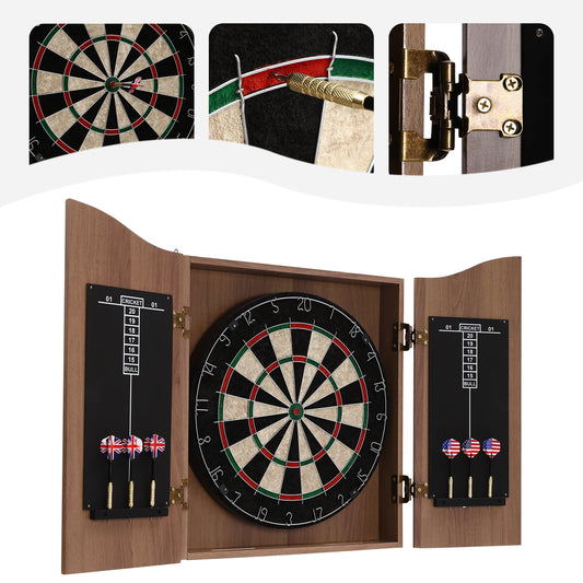 6pcs Electronic Wall-mounted Dartboard Set for Adults Dart Game with Darts for Home Game Bar Accessories Brown