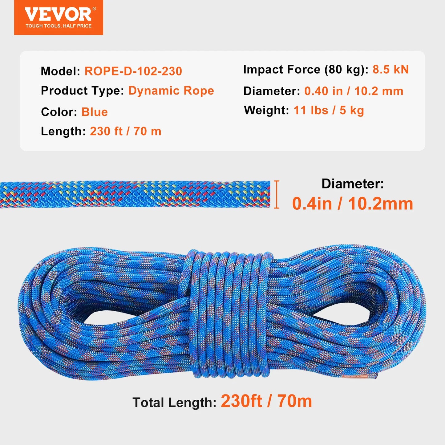 10.2mm Dynamic Stretchable Outdoor Rock-Climbing Rope