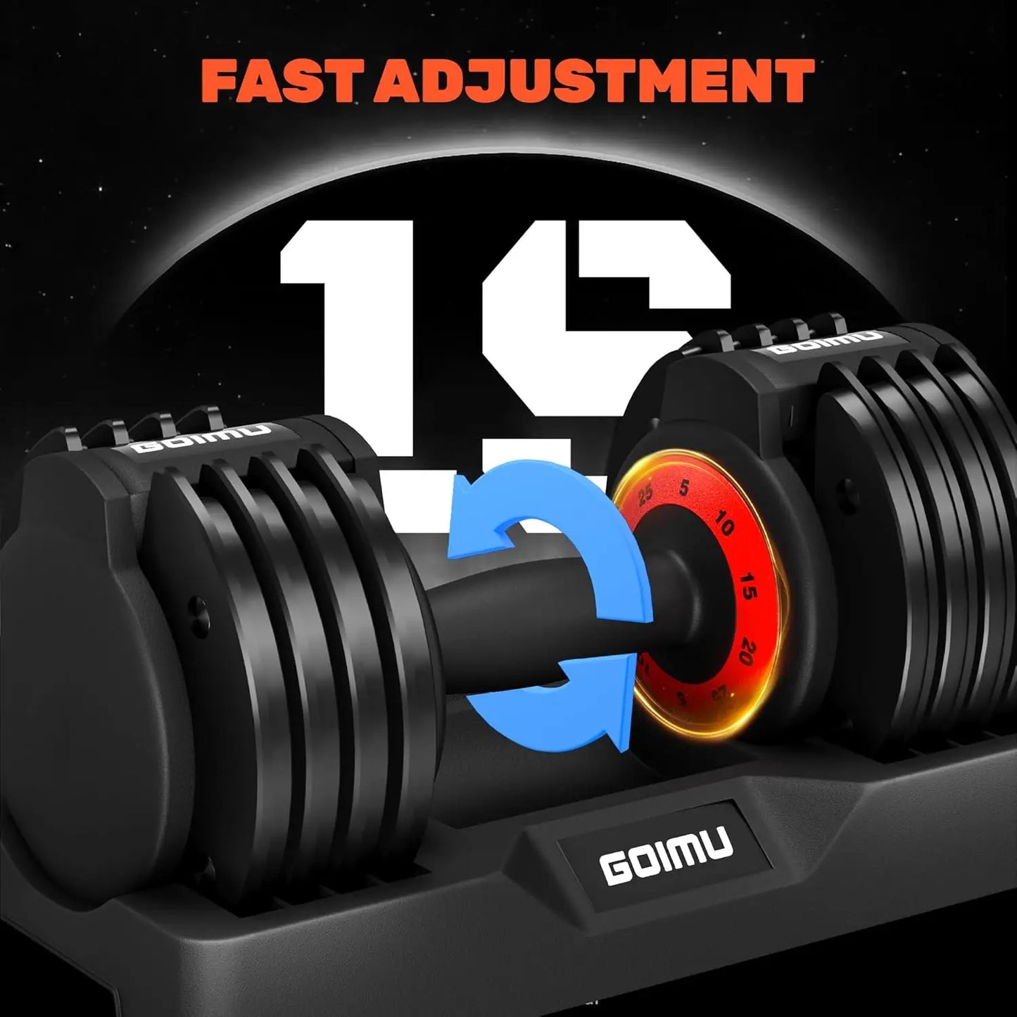 5 in 1 Free Weight 25/55LB Anti-Slip Adjustable Dumbbell Set