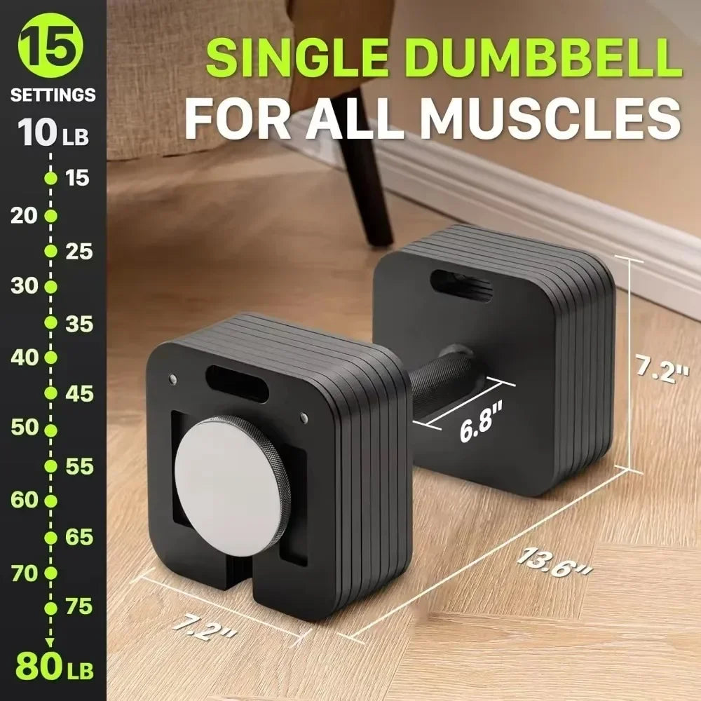 Quick-LockAdjustable Dumbbell Set, 10-50lb, 5lb Increments