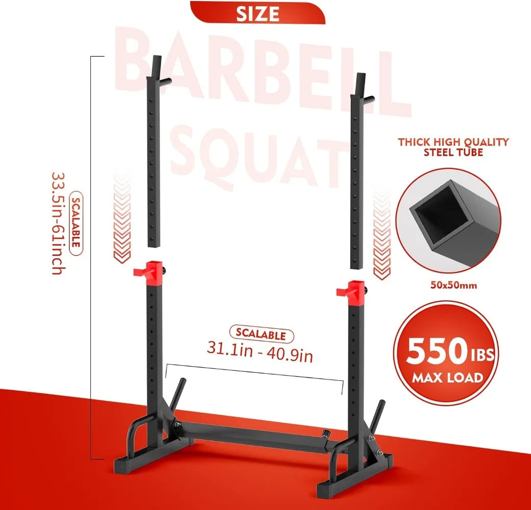 Multi-Function Weightlifting Home Gym Bench with Adjustable Squat Rack Stand