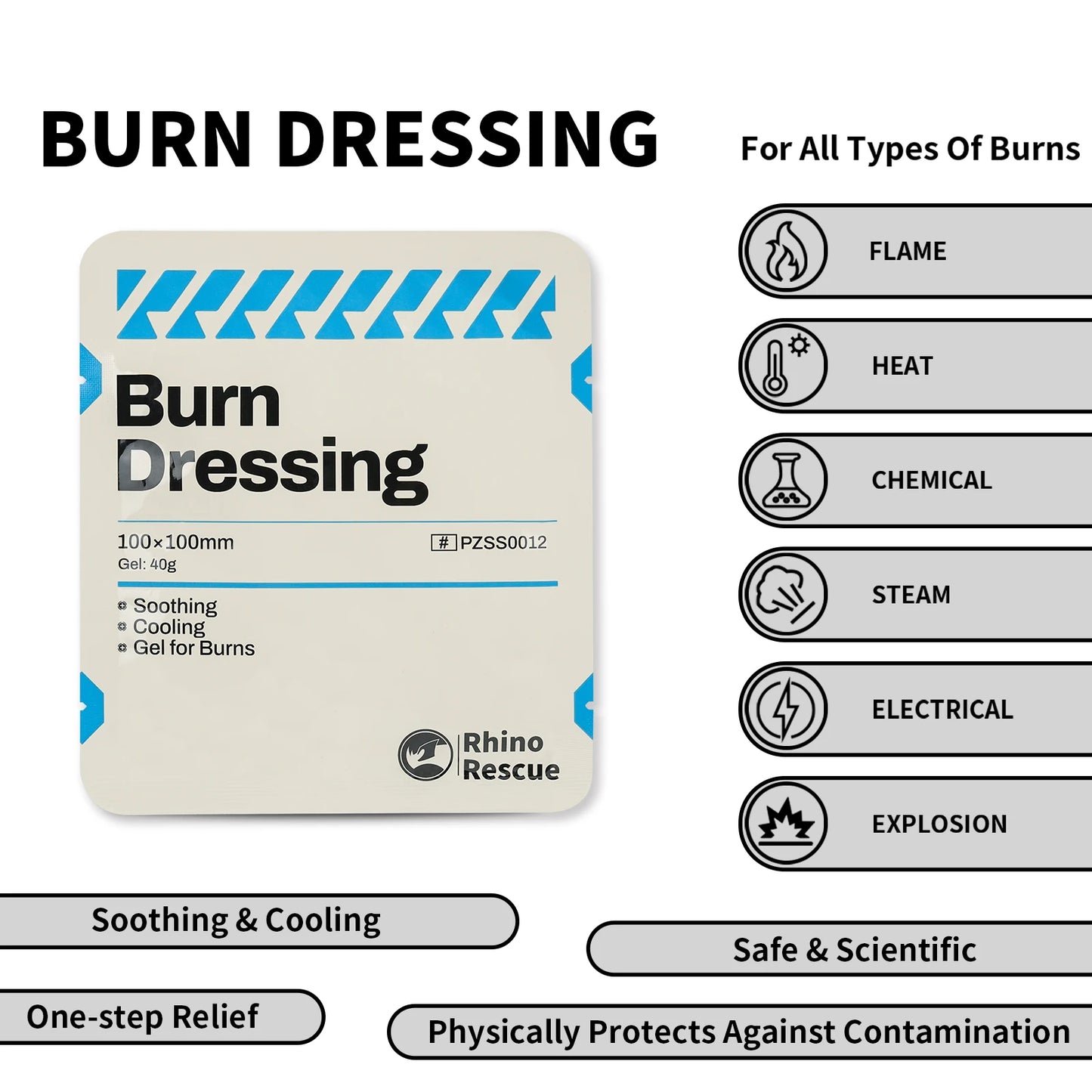 RESCUE Burn Care Kit: Burn Dressings, Burn Gel Packets, Cooling Cream