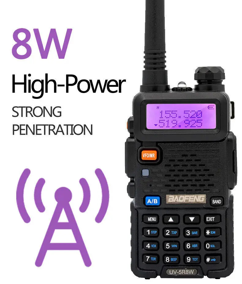 Dual Band UV-5R 8W Walkie Talkie Ham Radio VHF UHF Portable FM