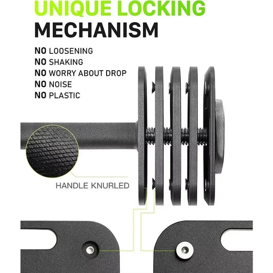 Quick-LockAdjustable Dumbbell Set, 10-50lb, 5lb Increments