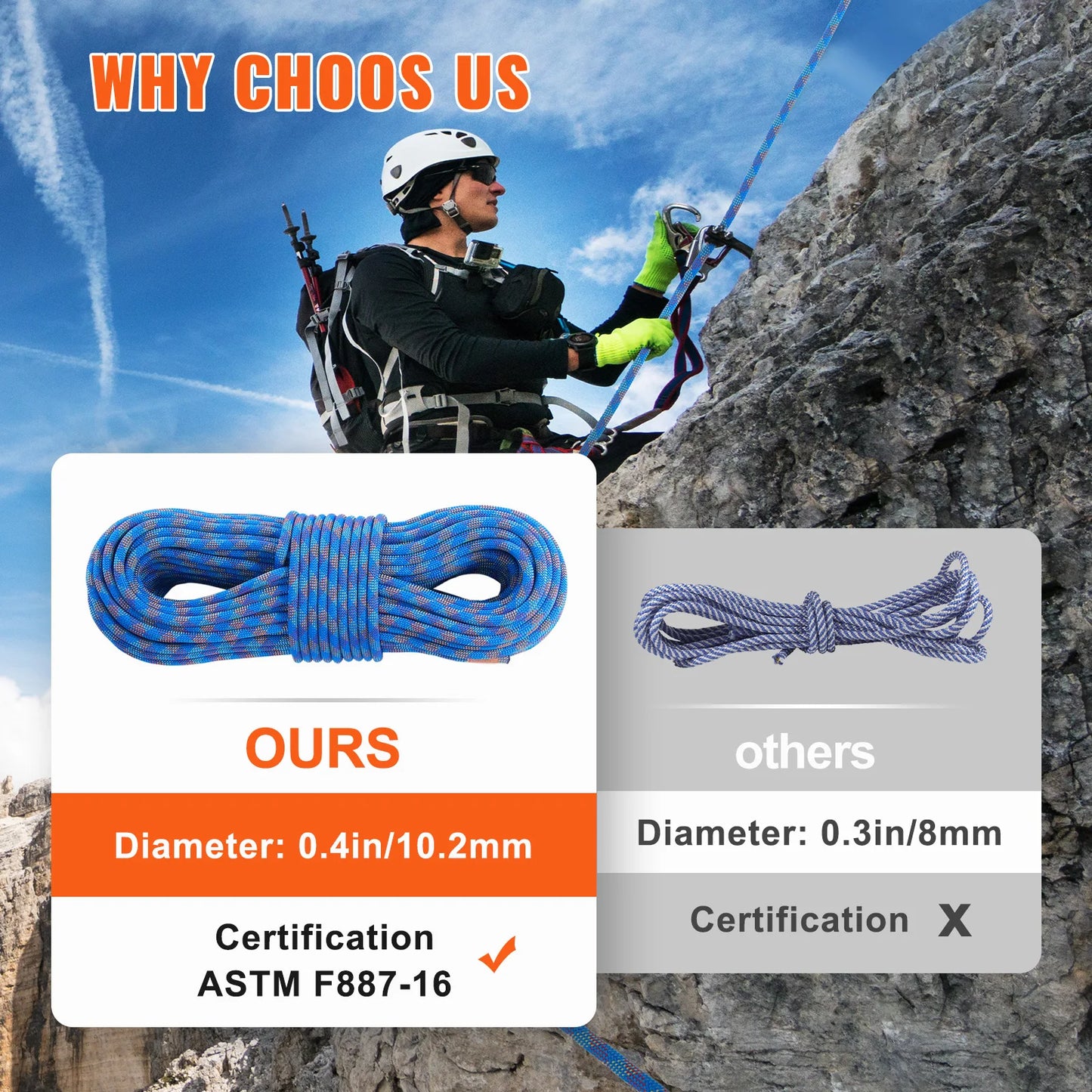 10.2mm Dynamic Stretchable Outdoor Rock-Climbing Rope