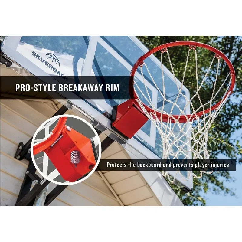 54" Wall Mounted Adjustable-Height and Fixed Basketball Hoop