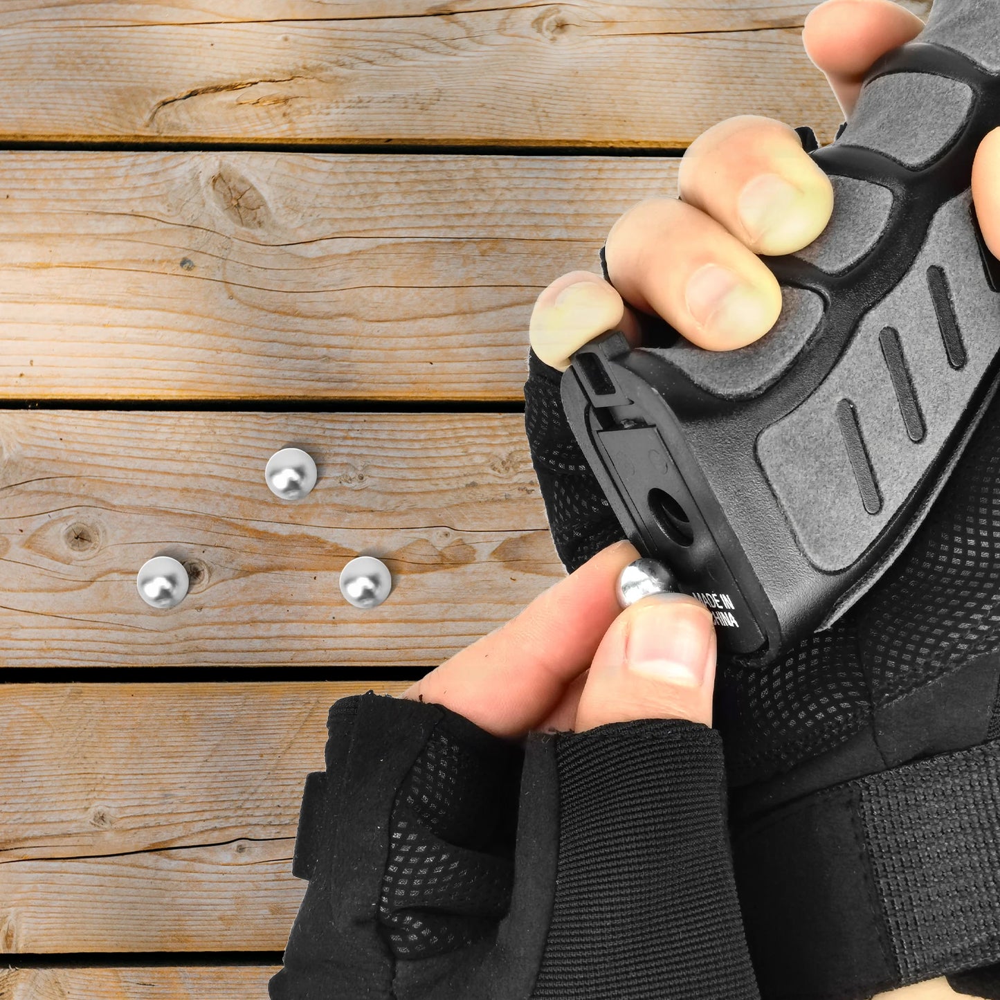 Folding Rubberized Hunting Sling Shot with Auto-feed Dispensing Button