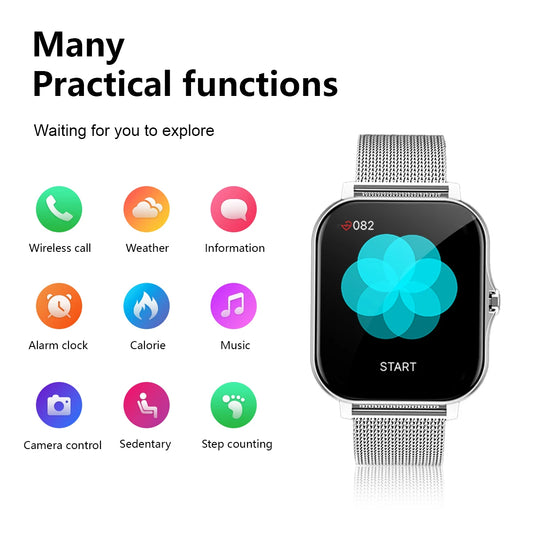 Fitness monitoring Smart watch for iPhone/Android with wireless calling