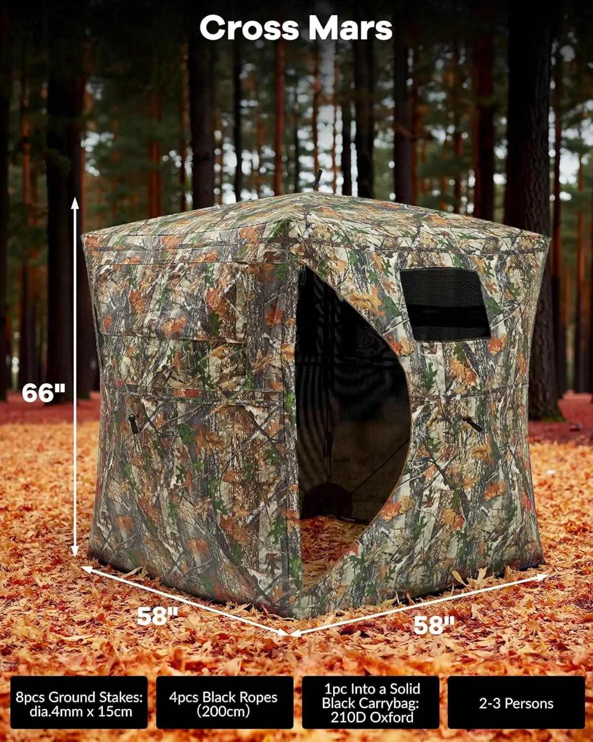 4-6 People Outdoor Hunting Pop Up Ground Blinds for116" 58" 66"