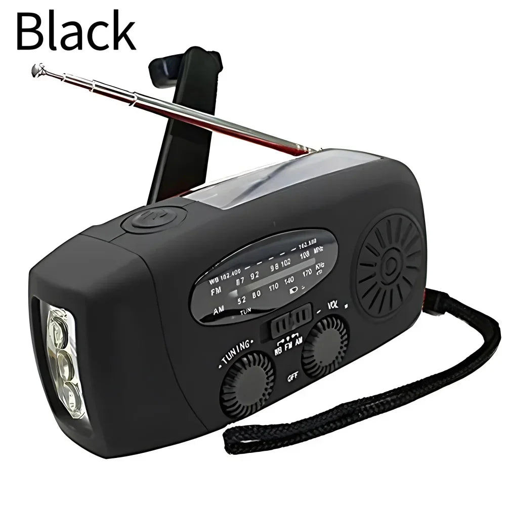 Solar Power Hand Crank FM AM Mergency Radio with LED Flashlight & SOS Alarm