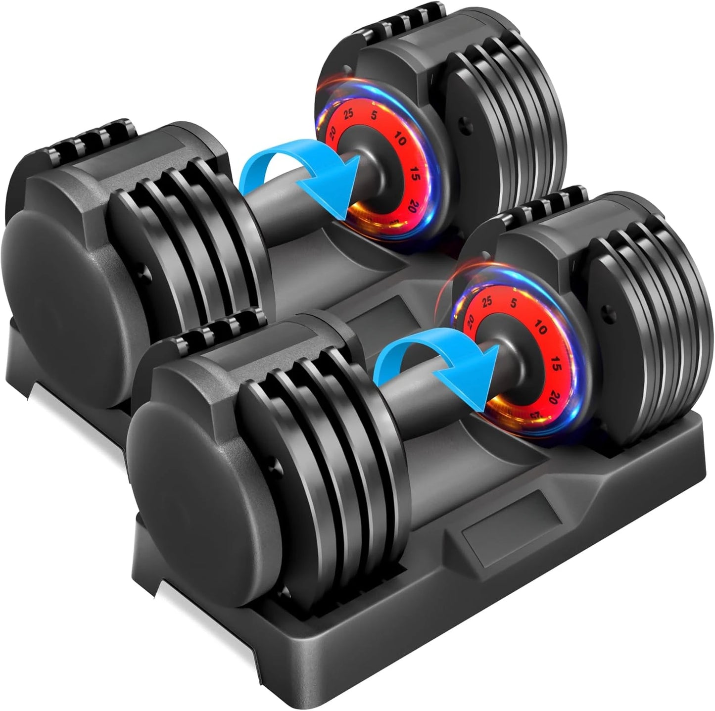 5 in 1 Free Weight 25/55LB Anti-Slip Adjustable Dumbbell Set