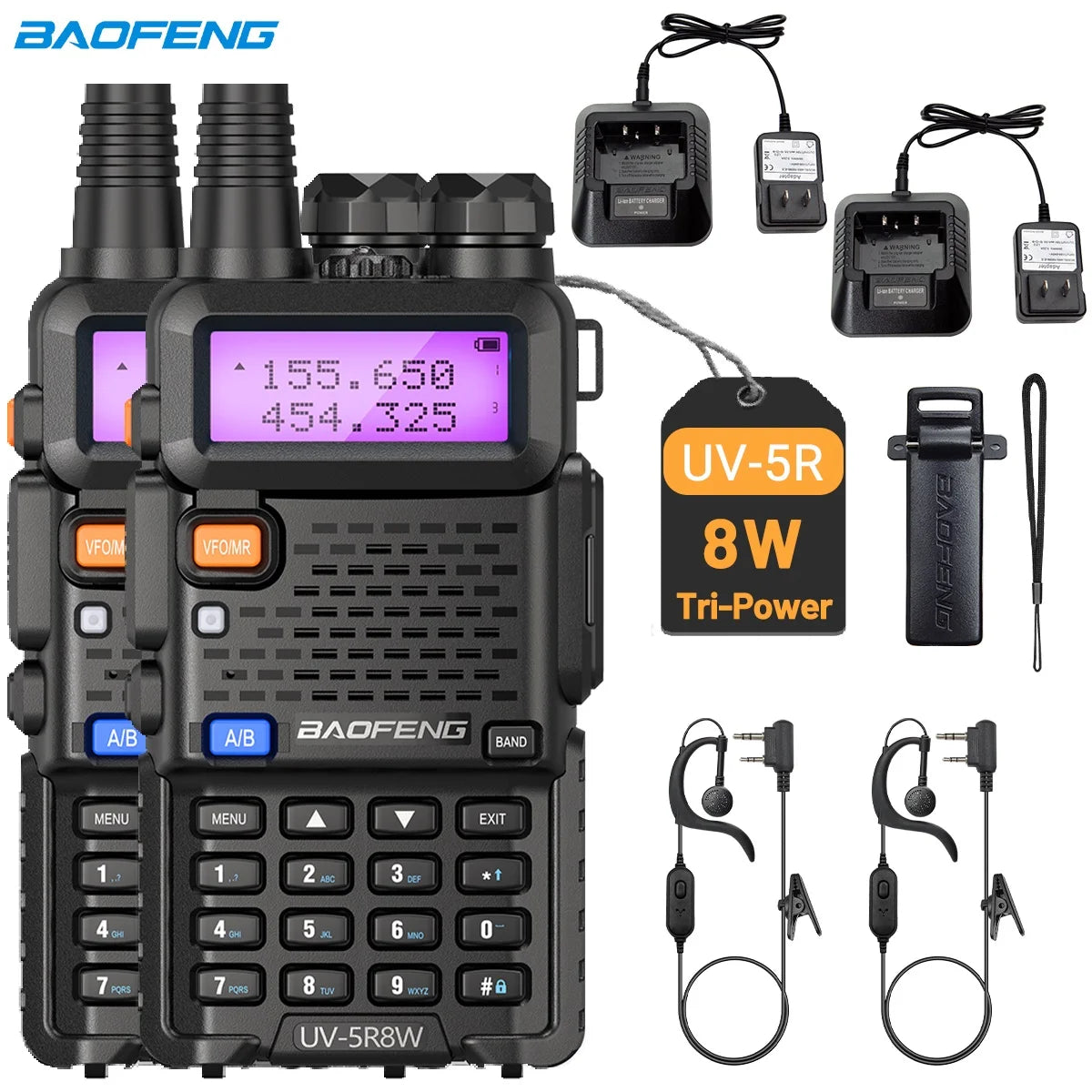 Dual Band UV-5R 8W Walkie Talkie Ham Radio VHF UHF Portable FM