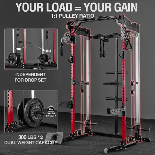 Multi-function Free Weight Home Gym Smith Machine,