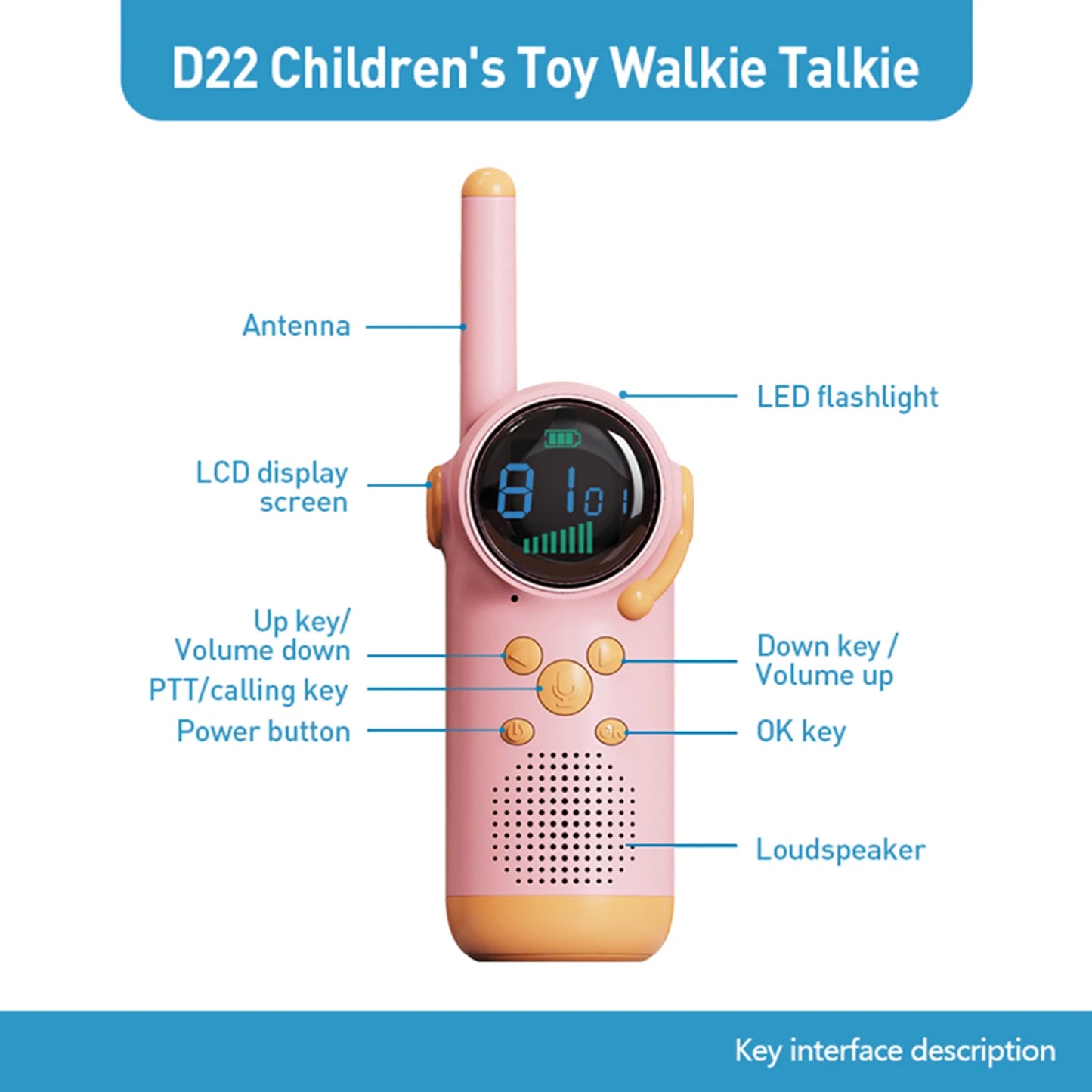 Children's two-person rechargeable walkie talkie toy
