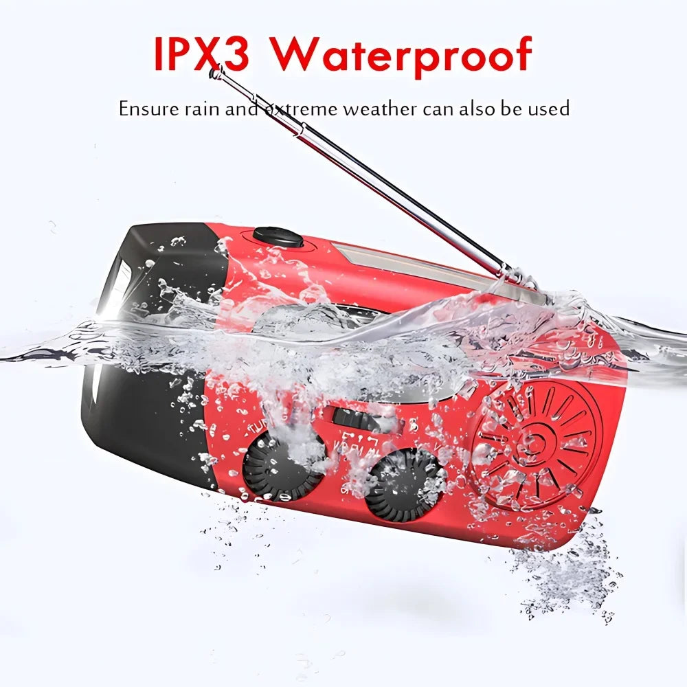 Solar Power Hand Crank FM AM Mergency Radio with LED Flashlight & SOS Alarm
