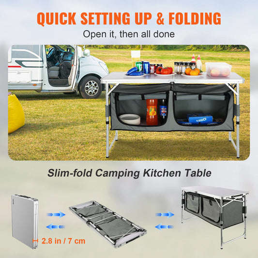 Folding Camping Kitchen Table for Outdoor Picnics