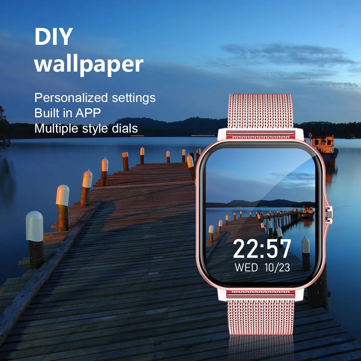 Fitness monitoring Smart watch for iPhone/Android with wireless calling
