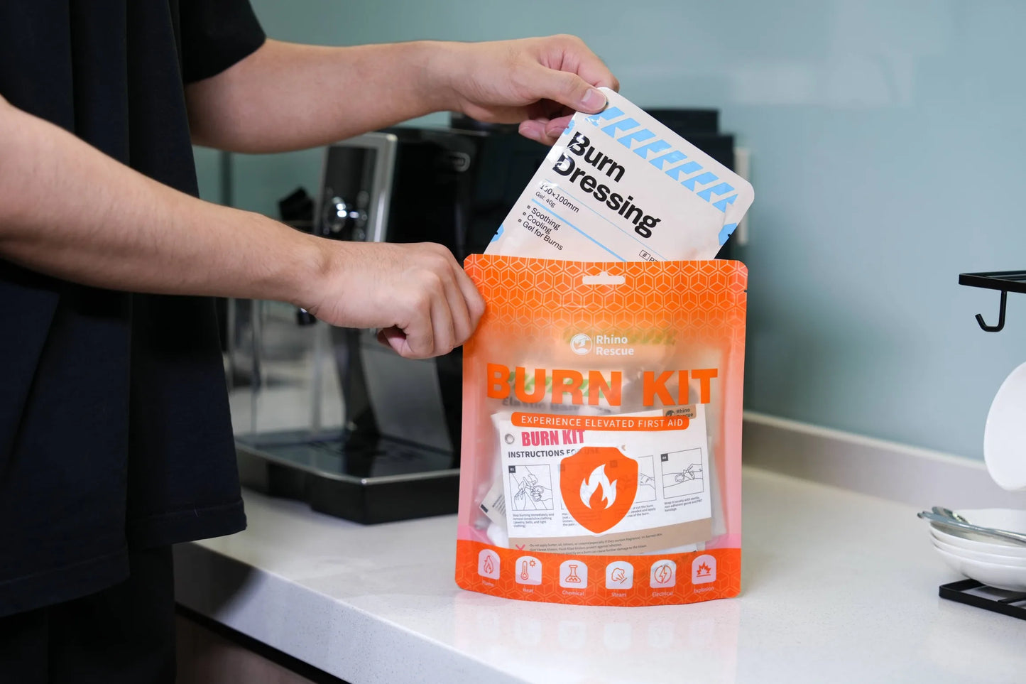RESCUE Burn Care Kit: Burn Dressings, Burn Gel Packets, Cooling Cream