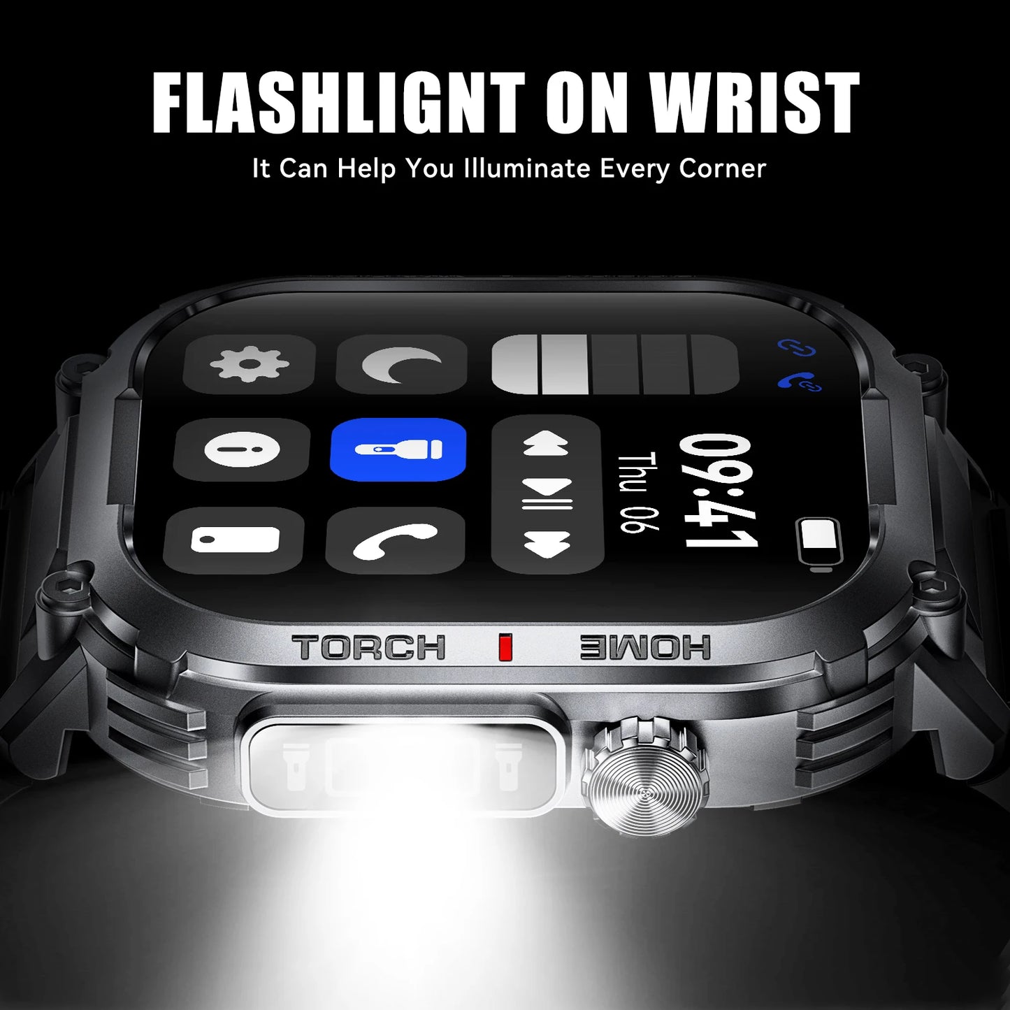 New Waterproof Smart Watch with Compass and LED Flashlight