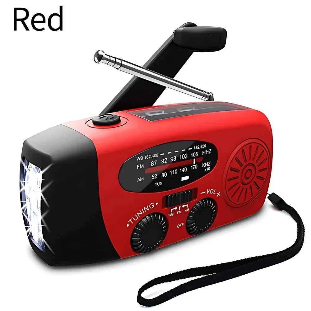 Solar Power Hand Crank FM AM Mergency Radio with LED Flashlight & SOS Alarm
