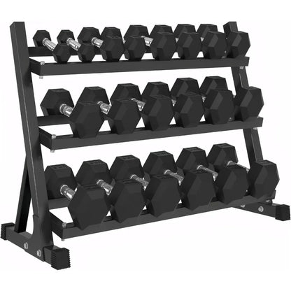 350-550LBS Rubber Hex Dumbbell Sets with Rack for Home Gym