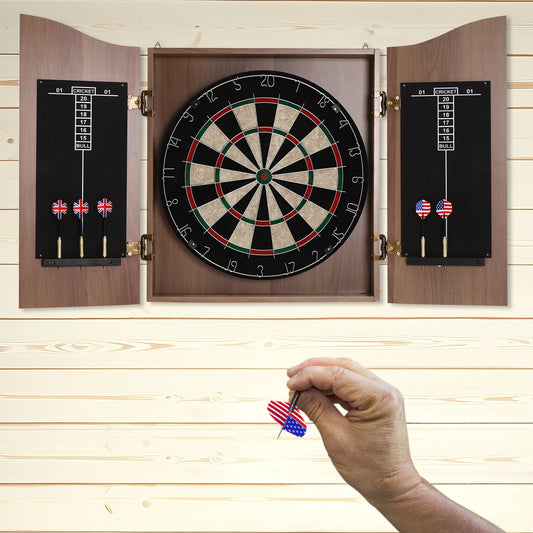 6pcs Electronic Wall-mounted Dartboard Set for Adults Dart Game with Darts for Home Game Bar Accessories Brown