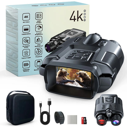 Rechargeable 4K Infrared Night Vision Binoculars for Hunting & Surveillance