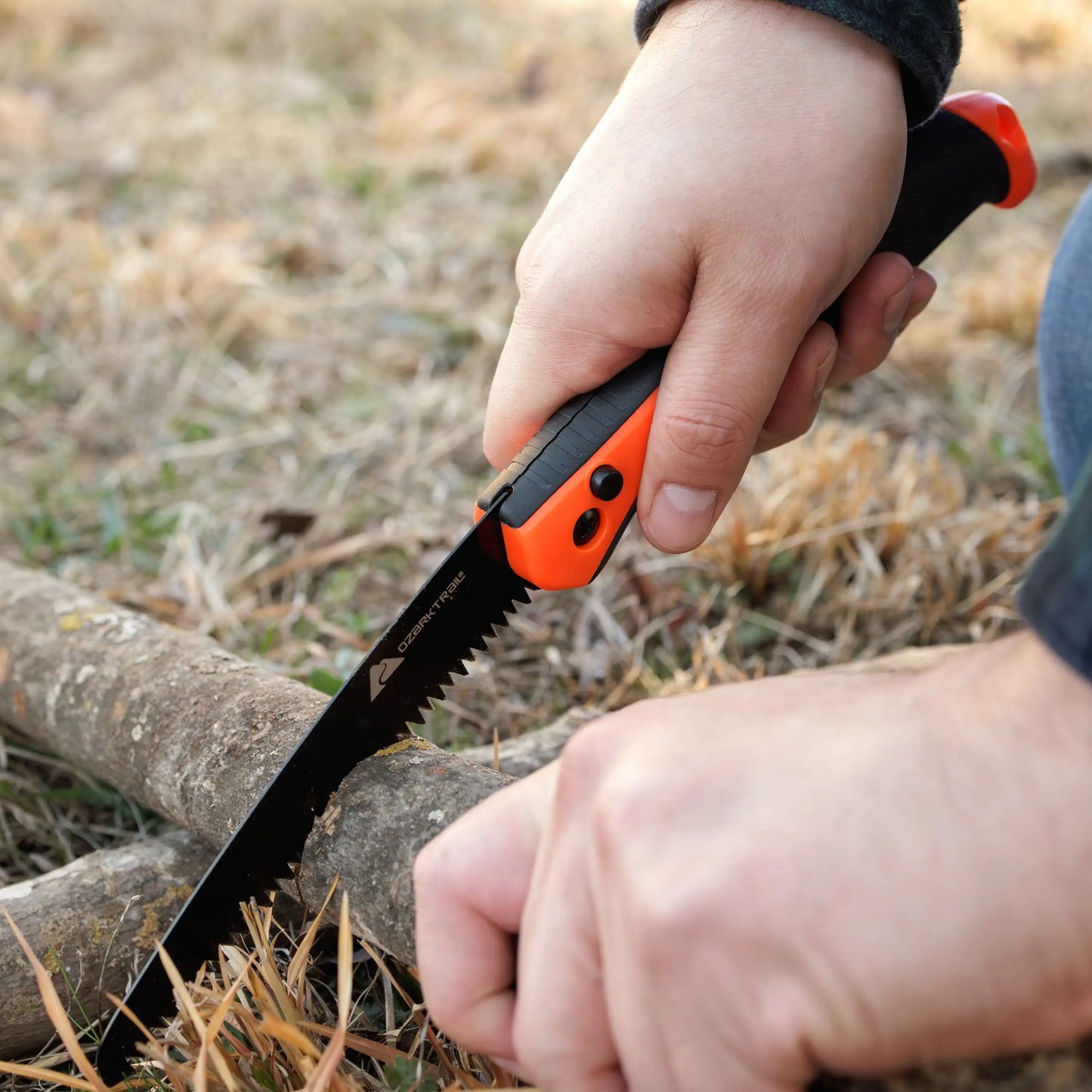 7-Piece Camping Tool Set with Hammer, Axe, Flashlight, and Knives, Batteries Included