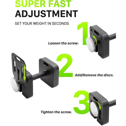 Quick-LockAdjustable Dumbbell Set, 10-50lb, 5lb Increments