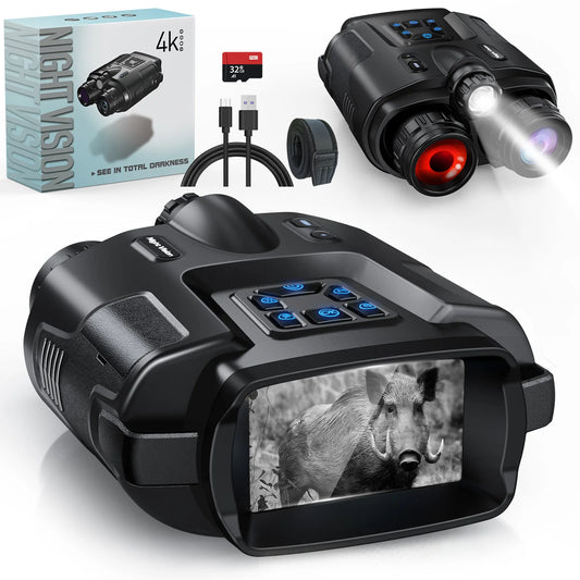Rechargeable 4K Infrared Night Vision Binoculars for Hunting & Surveillance