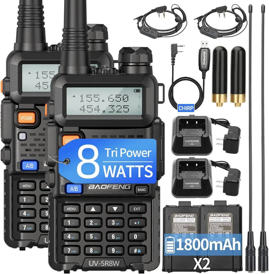 Dual Band UV-5R 8W Walkie Talkie Ham Radio VHF UHF Portable FM