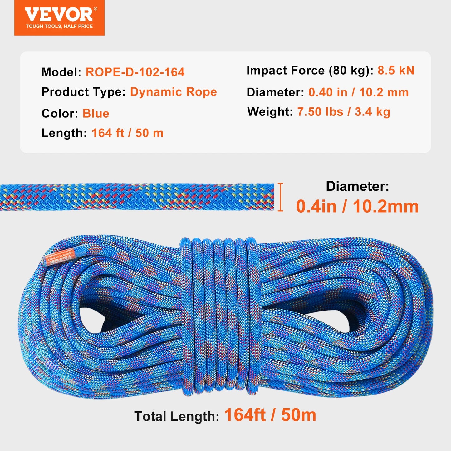 10.2mm Dynamic Stretchable Outdoor Rock-Climbing Rope
