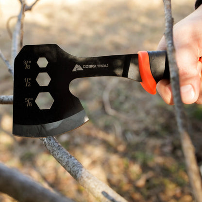 7-Piece Camping Tool Set with Hammer, Axe, Flashlight, and Knives, Batteries Included