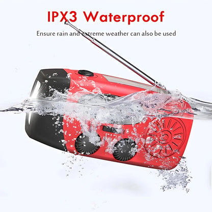 Solar Power Hand Crank FM AM Mergency Radio with LED Flashlight & SOS Alarm