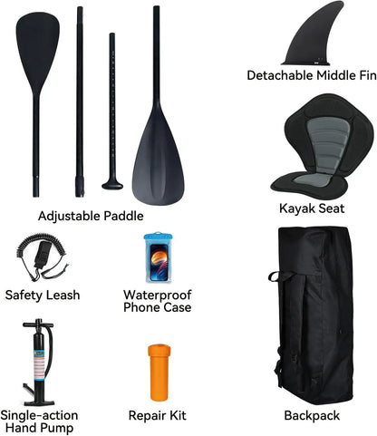 Inflatable Stand Up Paddle Board with Kayak Seat for Teens and Adults