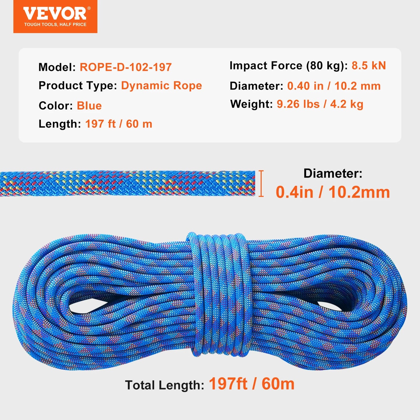 10.2mm Dynamic Stretchable Outdoor Rock-Climbing Rope